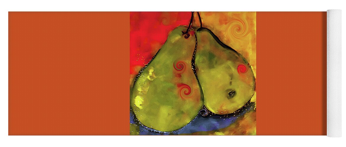 Pears Yoga Mat featuring the digital art Two Twirly Pears Painting by Lisa Kaiser