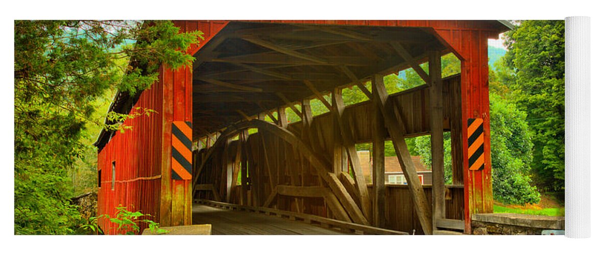 Rice's Covered Bridge Yoga Mat featuring the photograph Tyrone Township Covered Bridge by Adam Jewell