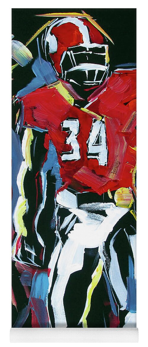 Uga Football Yoga Mat featuring the painting UGA number 34 by John Gholson