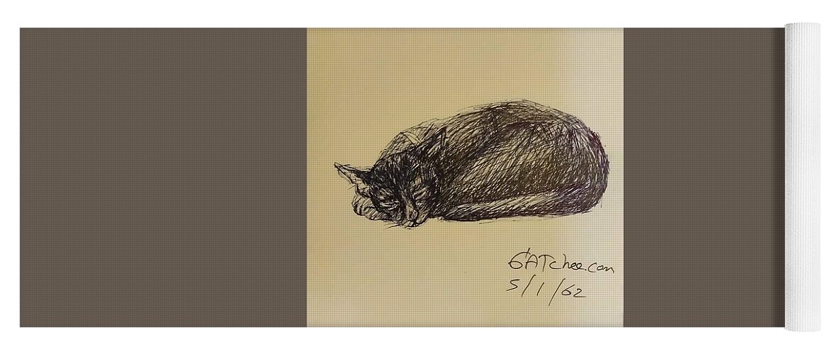 Cat Yoga Mat featuring the drawing Under the moonlight by Sukalya Chearanantana