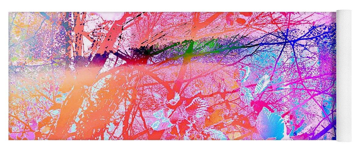 Abstract Yoga Mat featuring the photograph Under the trees colourful by Itsonlythemoon