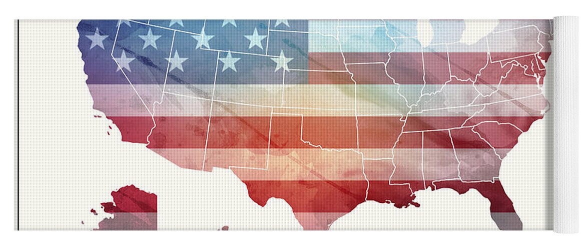 Art & Collectibles Yoga Mat featuring the glass art United States of America Map Style 3 by Greg Edwards
