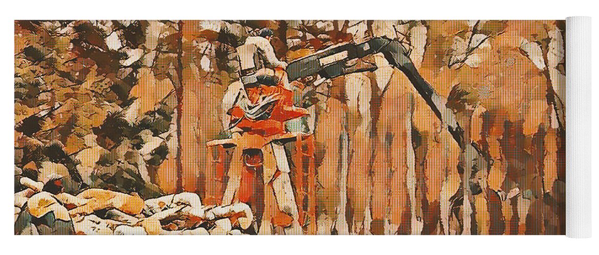 Autumn Yoga Mat featuring the painting Unloading firewood 2 by Jeelan Clark