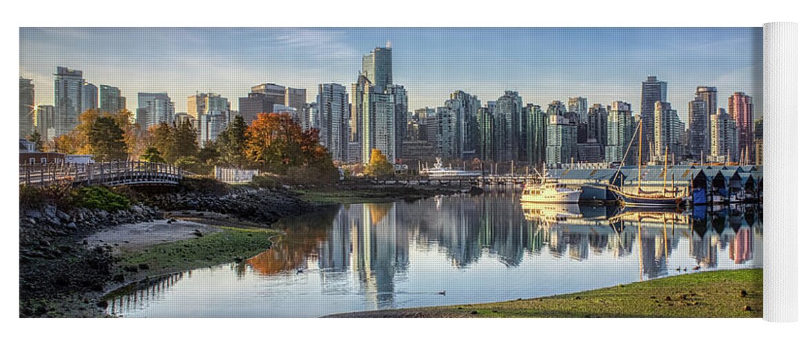 Architecture Yoga Mat featuring the photograph Vancouver Skyline in Autumn by Andy Konieczny