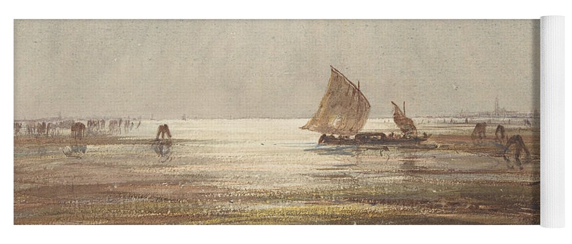 19th Century Art Yoga Mat featuring the drawing Venetian Fishing Boat by Felix Ziem