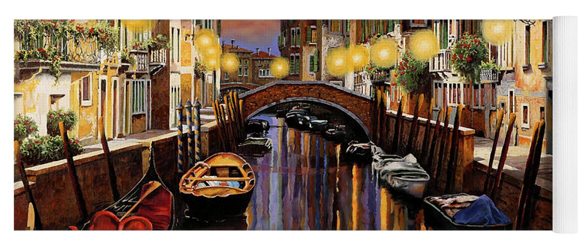 Venice Yoga Mat featuring the painting Venice at Dusk by Guido Borelli