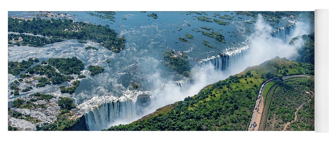 Seven Wonders Of The World Yoga Mat featuring the photograph Victoria Falls, Aerial View by Marcy Wielfaert