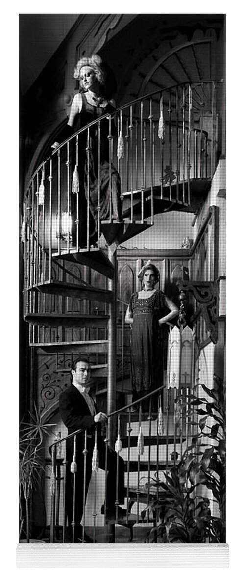 Haunted By History Yoga Mat featuring the photograph Victorian Rose Stairway Haunted by History by Sad Hill - Bizarre Los Angeles Archive