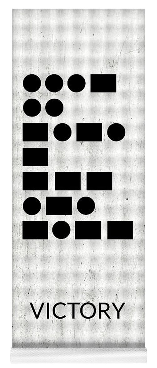 Victory Yoga Mat featuring the digital art Victory Morse Code 2- Art by Linda Woods by Linda Woods