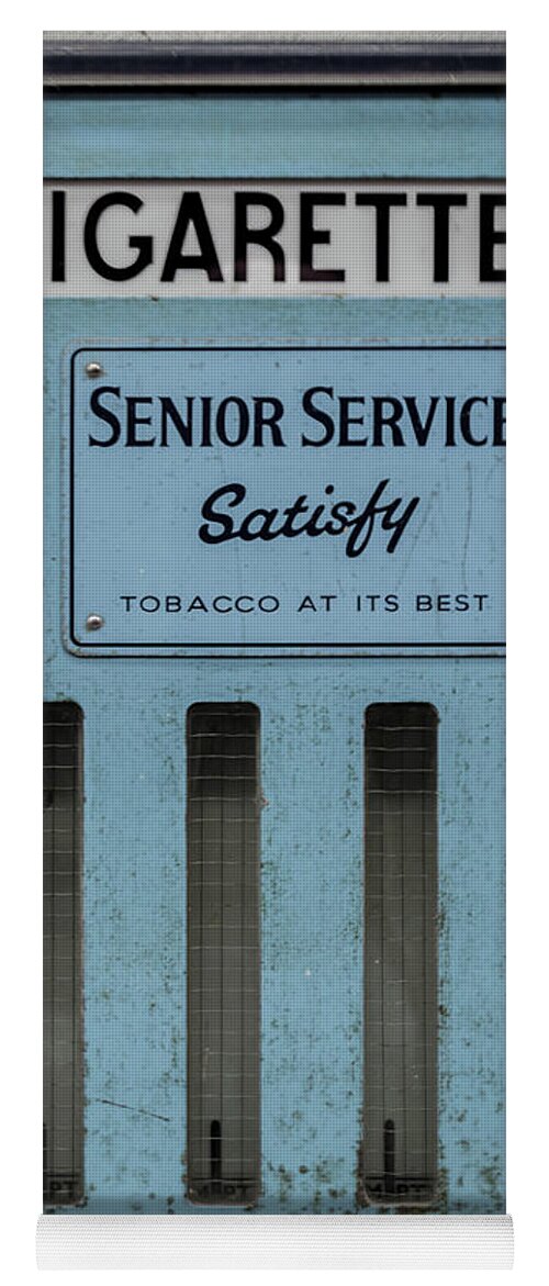 007 Yoga Mat featuring the photograph Senior Service Vintage Cigarette Vending Machine by Scott Lyons