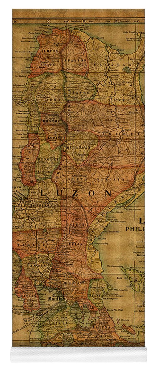 Vintage Yoga Mat featuring the mixed media Vintage Map of Luzon Philippines 1899 by Design Turnpike