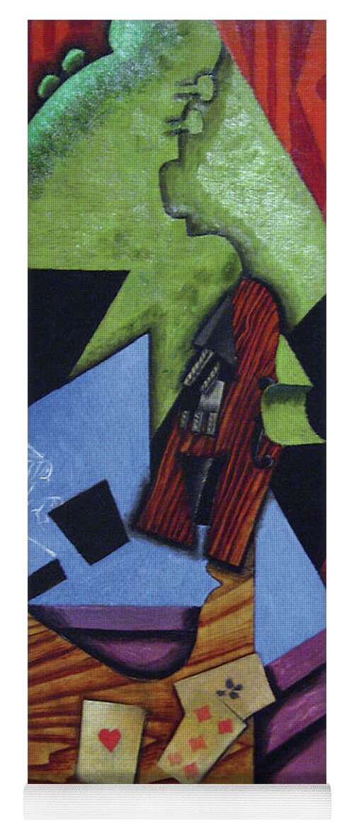 Violin Yoga Mat featuring the painting Violin & Playing Cards by Juan Gris