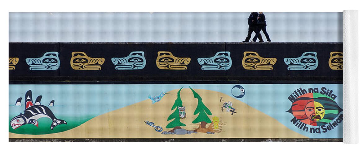 Walking Together Yoga Mat featuring the photograph Walking Together -- The Unity Wall Mural in Victoria, British Columbia by Darin Volpe