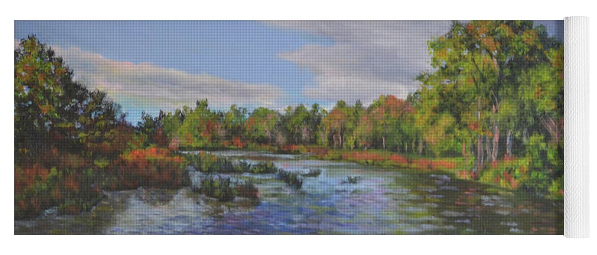 New Paltz Yoga Mat featuring the painting Wallkill River by Beth Riso