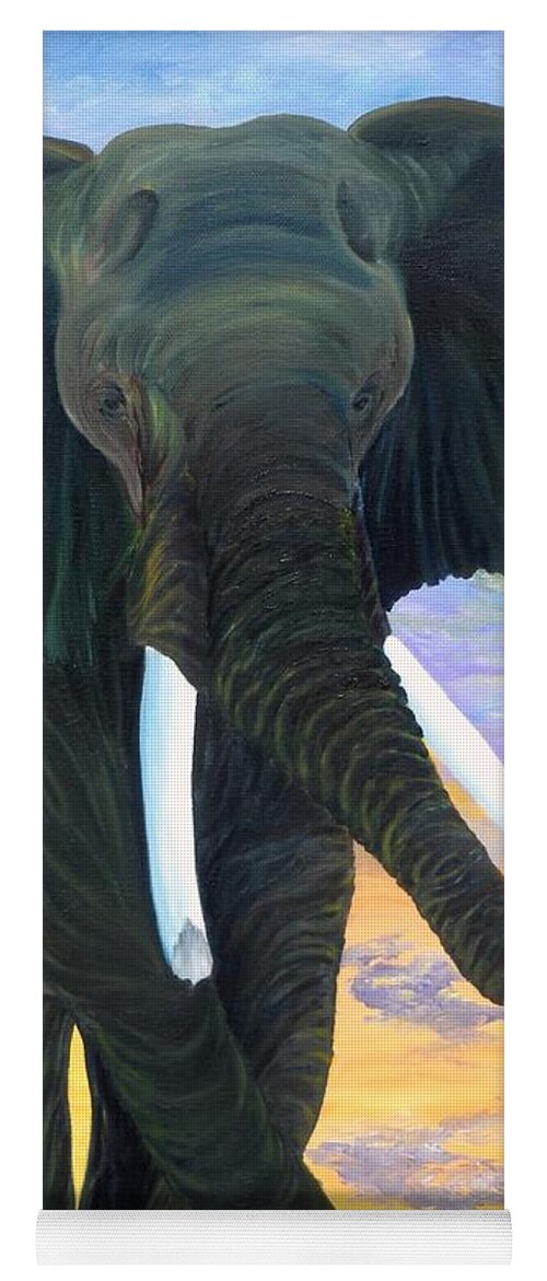 Elephant Yoga Mat featuring the painting Warrior Elephant by Margaret Zabor