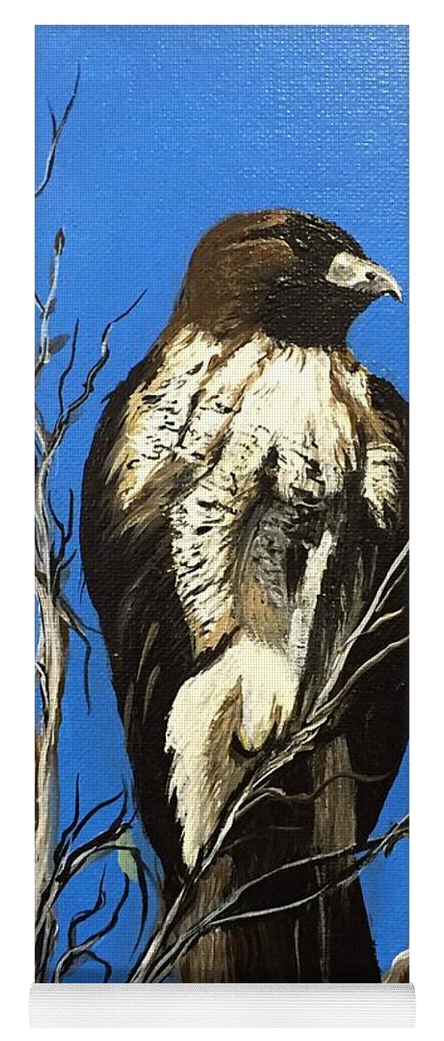 Hawk Yoga Mat featuring the painting Watchful eye of the Raptor by Sharon Duguay