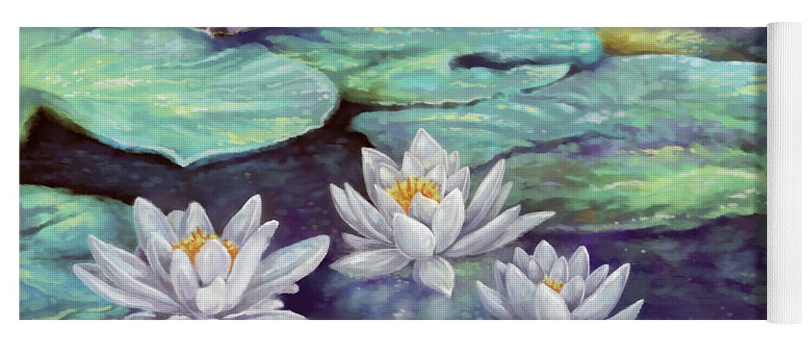 Water Lilies Yoga Mat featuring the painting Water Lilies by Hans Neuhart