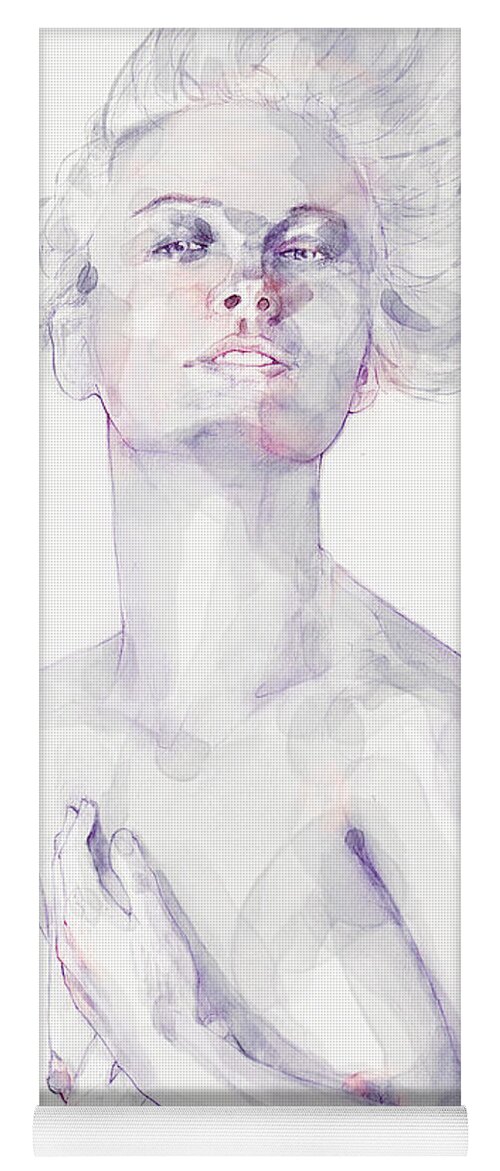 Watercolor Yoga Mat featuring the painting Watercolour portrait of a beautiful girl by Dimitar Hristov