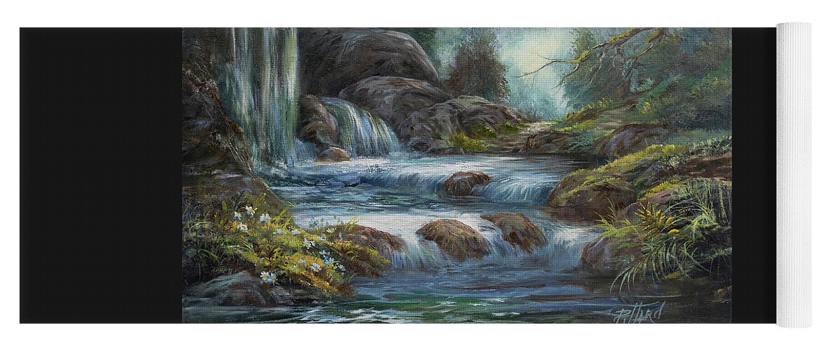 Stream Yoga Mat featuring the painting My Secret Waterfall by Lynne Pittard