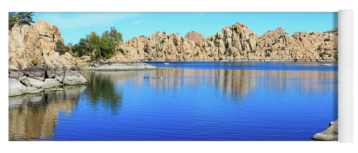 Arizona Yoga Mat featuring the photograph Watson Lake and Rock Formations by Dawn Richards