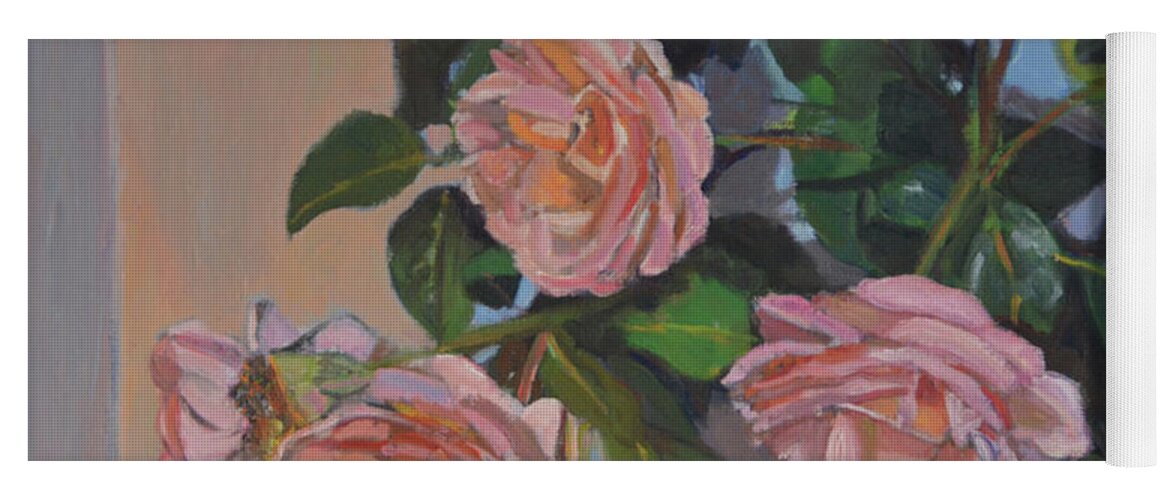 Wellfleet Roses Yoga Mat featuring the painting Wellfleet Roses by Beth Riso