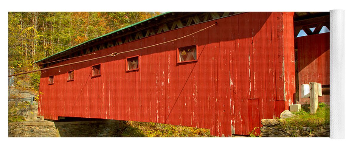 Arlington Green Covered Bridge Yoga Mat featuring the photograph West Arlington Covered Bridge by Adam Jewell