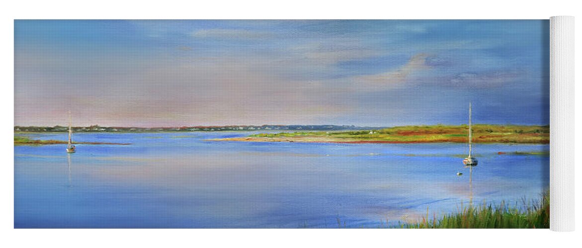 Cape Cod Yoga Mat featuring the painting West Bay Landing, Osterville, late afternoon by Jonathan Gladding