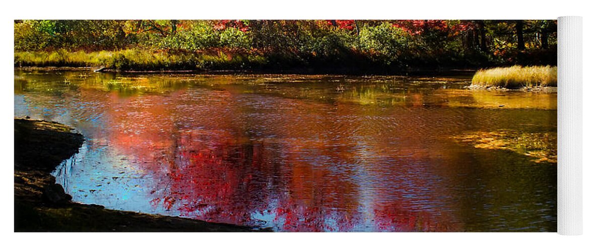 Maine Waterscapes Yoga Mat featuring the photograph When Autumn Flows by Karen Wiles