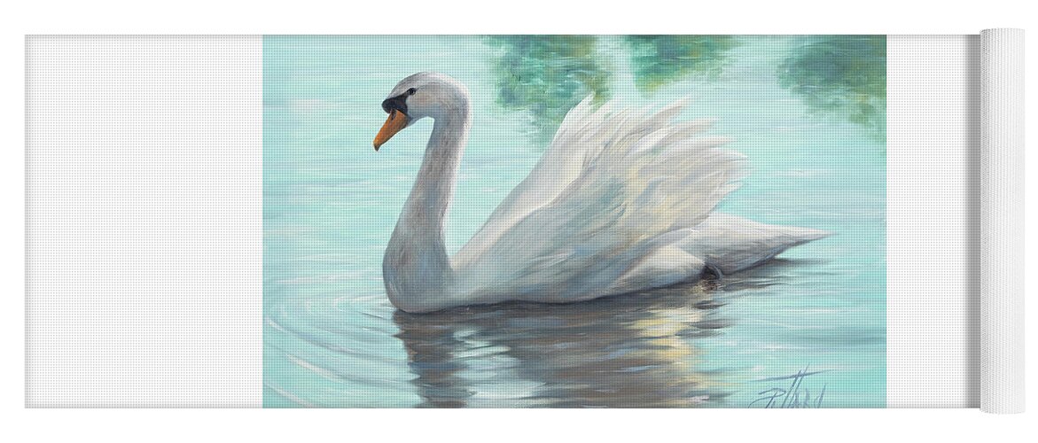 White Swan Yoga Mat featuring the painting An Elegant White Swan by Lynne Pittard