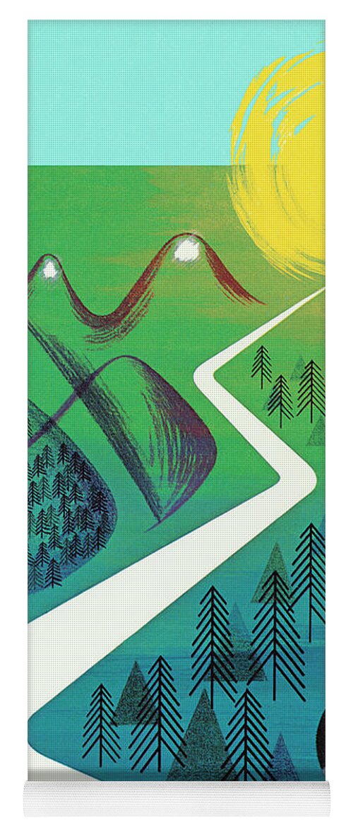 Adventure Yoga Mat featuring the drawing Wilderness Road and Totem Pole by CSA Images