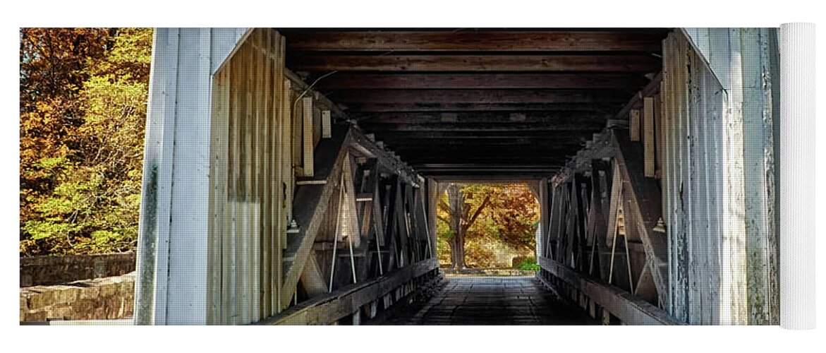 Covered Yoga Mat featuring the photograph Entrance to Green Sergeant's Covered Bridge by Mark Miller