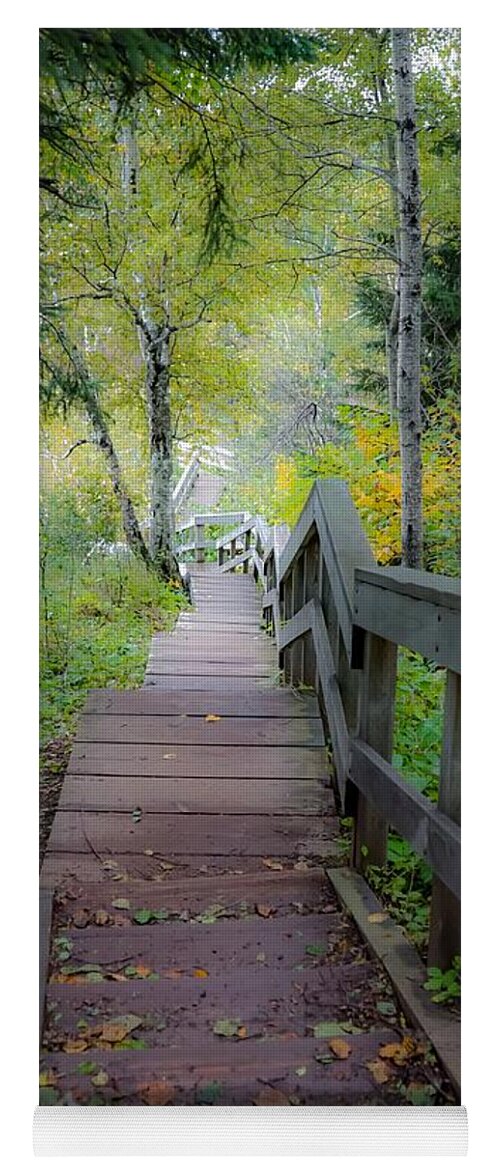 Tettegouche State Park Yoga Mat featuring the photograph Winding Stairs in Autumn by Susan Rydberg