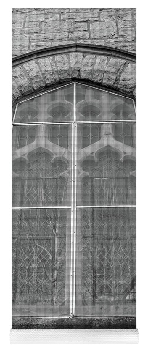 Architecture Yoga Mat featuring the photograph Window Wonder Grayscale by Mary Anne Delgado