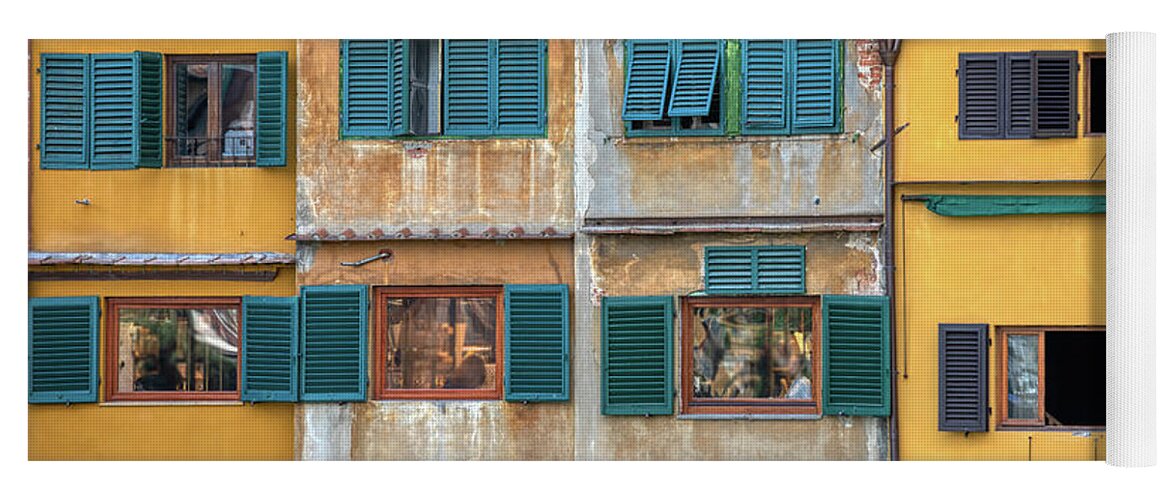 Bridge Yoga Mat featuring the photograph Windows of Ponte Vecchio by David Letts