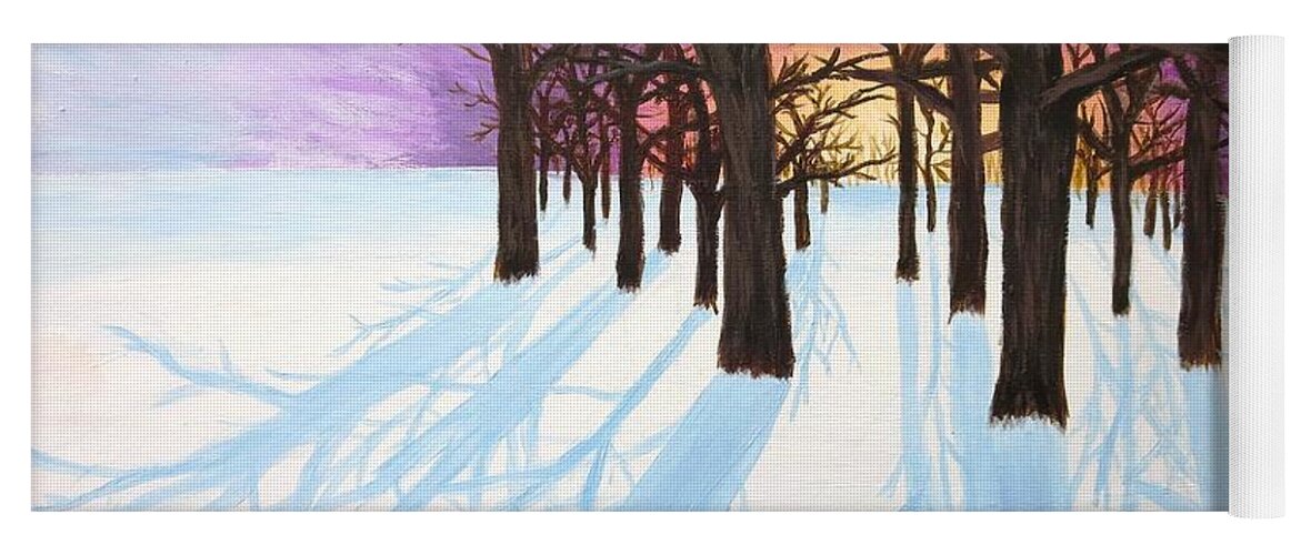 Yoga Mat featuring the painting Winter Sunrise by C E Dill