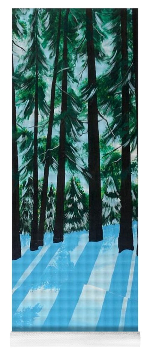 Pine Trees Yoga Mat featuring the painting Winter's Spell by Rollin Kocsis