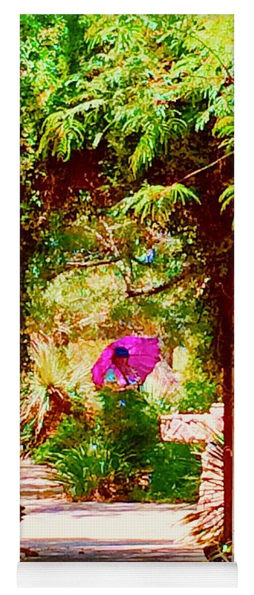 Garden Yoga Mat featuring the photograph Woman in the Garden Tapestry by Debra Grace Addison
