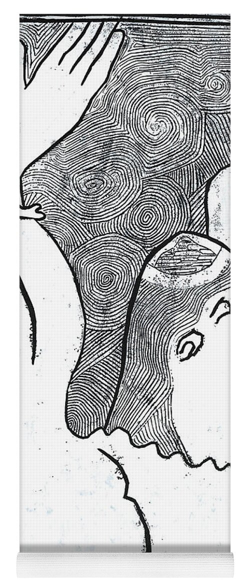 Arms Yoga Mat featuring the relief Woman with top of head cut off by Edgeworth Johnstone
