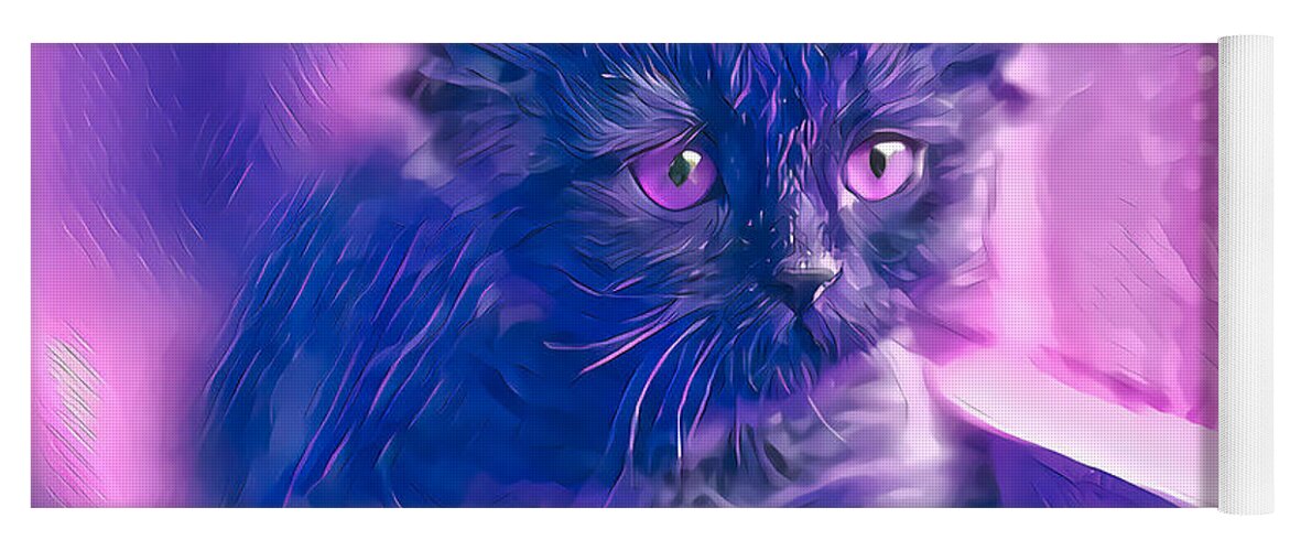 Kitten Yoga Mat featuring the digital art Wonderful Purple Eyes by Don Northup
