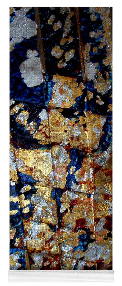 Abstract Yoga Mat featuring the painting Woven Mixed Metal Leaf by Anni Adkins