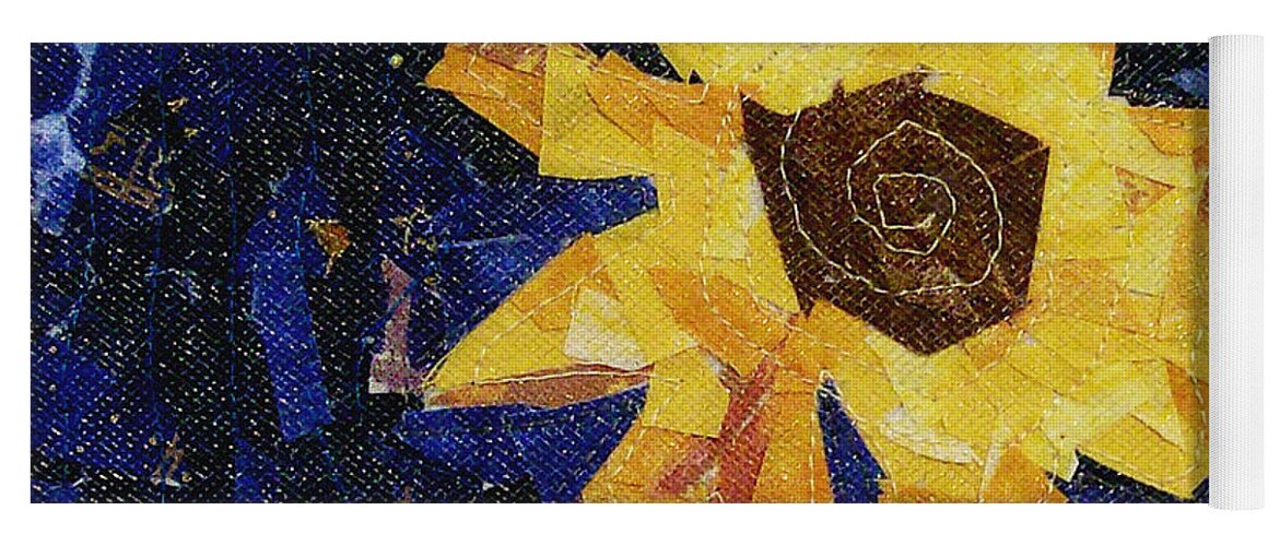 Fiber Art Yoga Mat featuring the tapestry - textile Yellow Flower by Pam Geisel