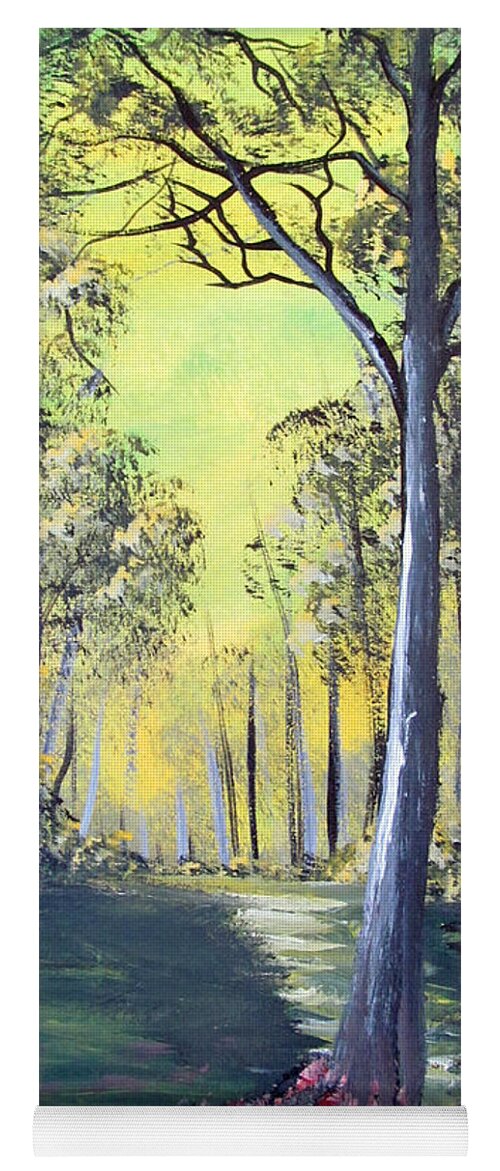 Yelow Forest Yoga Mat featuring the painting Yellow Forrest by Gloria E Barreto-Rodriguez