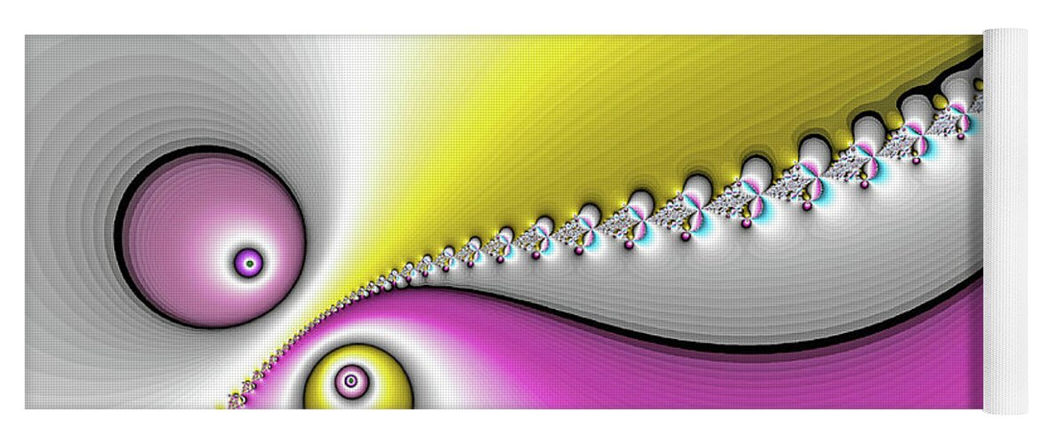 Abstract Yoga Mat featuring the digital art Ying Yang Pink Yellow Fine Art by Don Northup