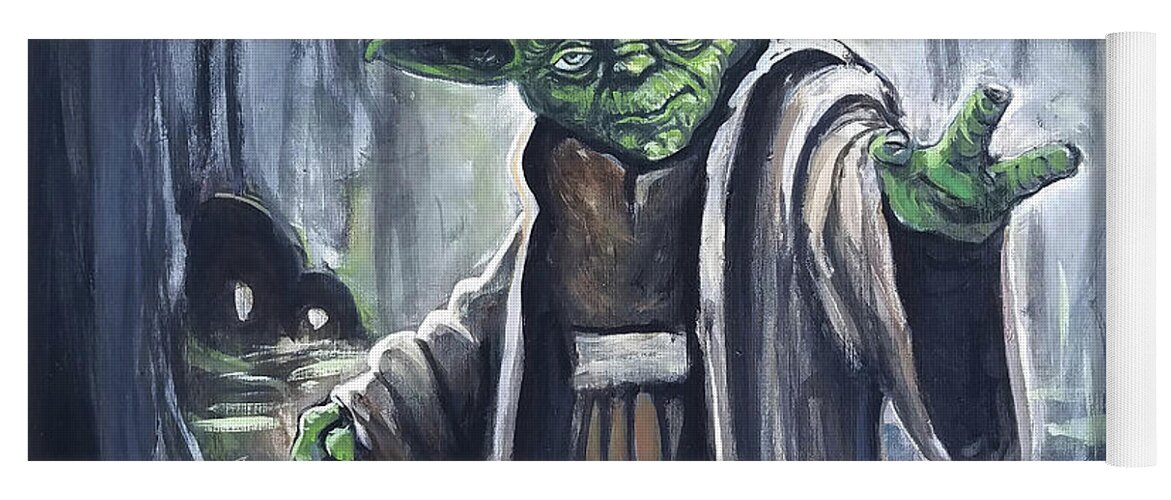Dagobah Yoda Star Wars Yoga Mat featuring the painting Yoda on Dagaboh by Tom Carlton