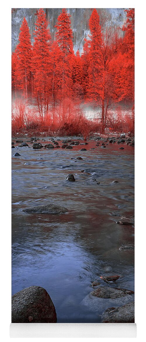 Yosemite Yoga Mat featuring the photograph Yosemite River in Red by Jon Glaser