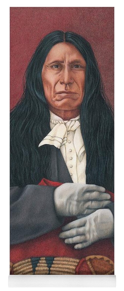 Native American Portrait. American Indian Portrait. Red Cloud. Yoga Mat featuring the painting Young Red Cloud by Valerie Evans