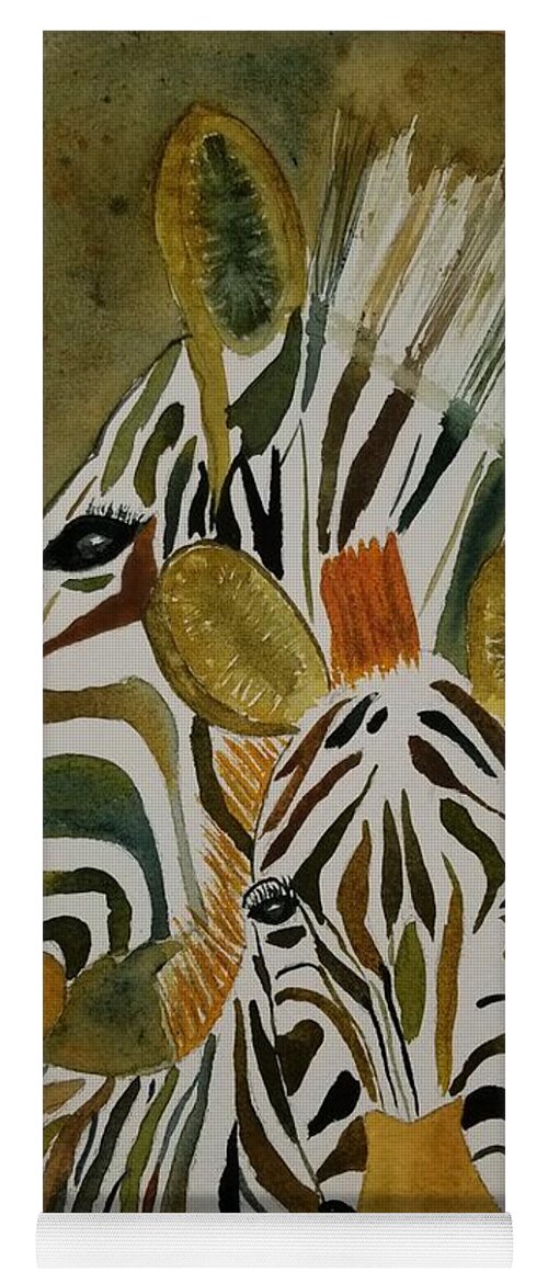 Zebra Yoga Mat featuring the painting Zebra Jungle by Ann Frederick