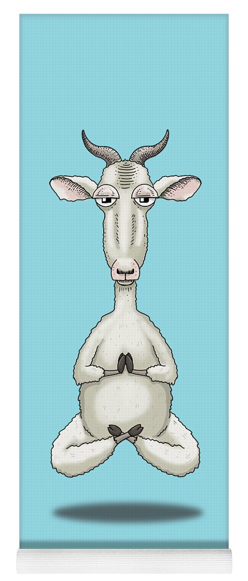 Goat Yoga Mat featuring the digital art Zen Goat Meditating by Laura Ostrowski
