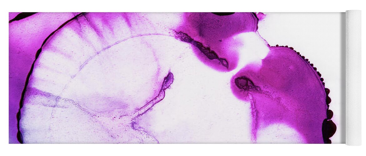 Ink Yoga Mat featuring the photograph Abstract alcohol in background in pink, purple and blue tones. #1 by Jane Rix