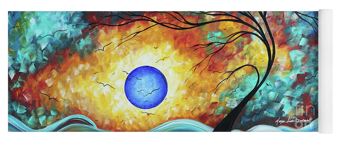 Abstract Yoga Mat featuring the painting Abstract Art Original Tree Moon Landscape Painting Prints Home Decor Megan Duncanson #2 by Megan Aroon
